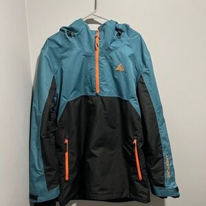 Aperture Men’s Teal, Black & Orange Hooded Rain Jacket